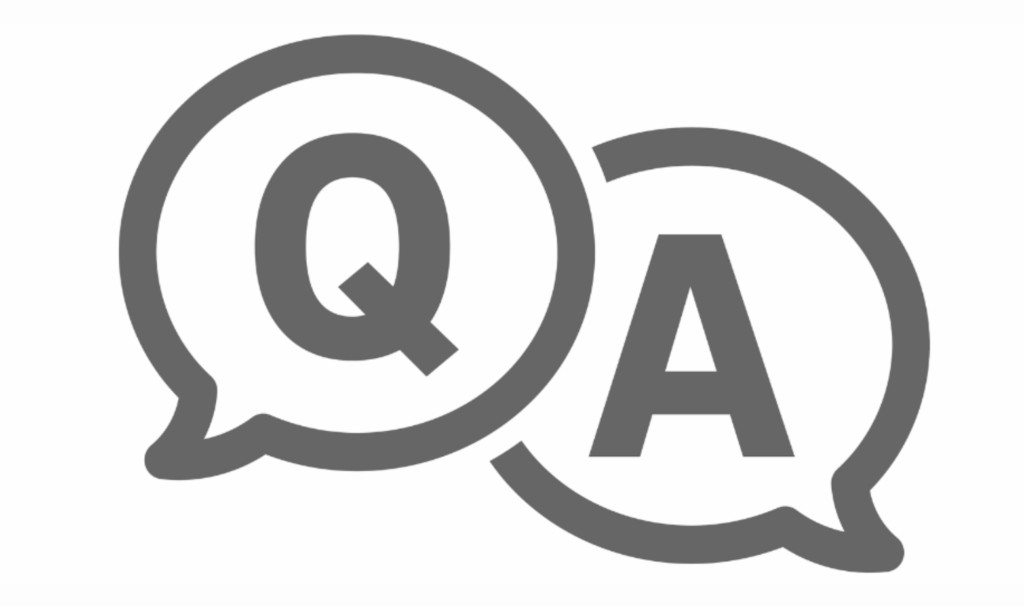 吹き出しを重ねて「Q」「A」をグレーで描いたシンプルな Q&A(よくある質問)アイコン